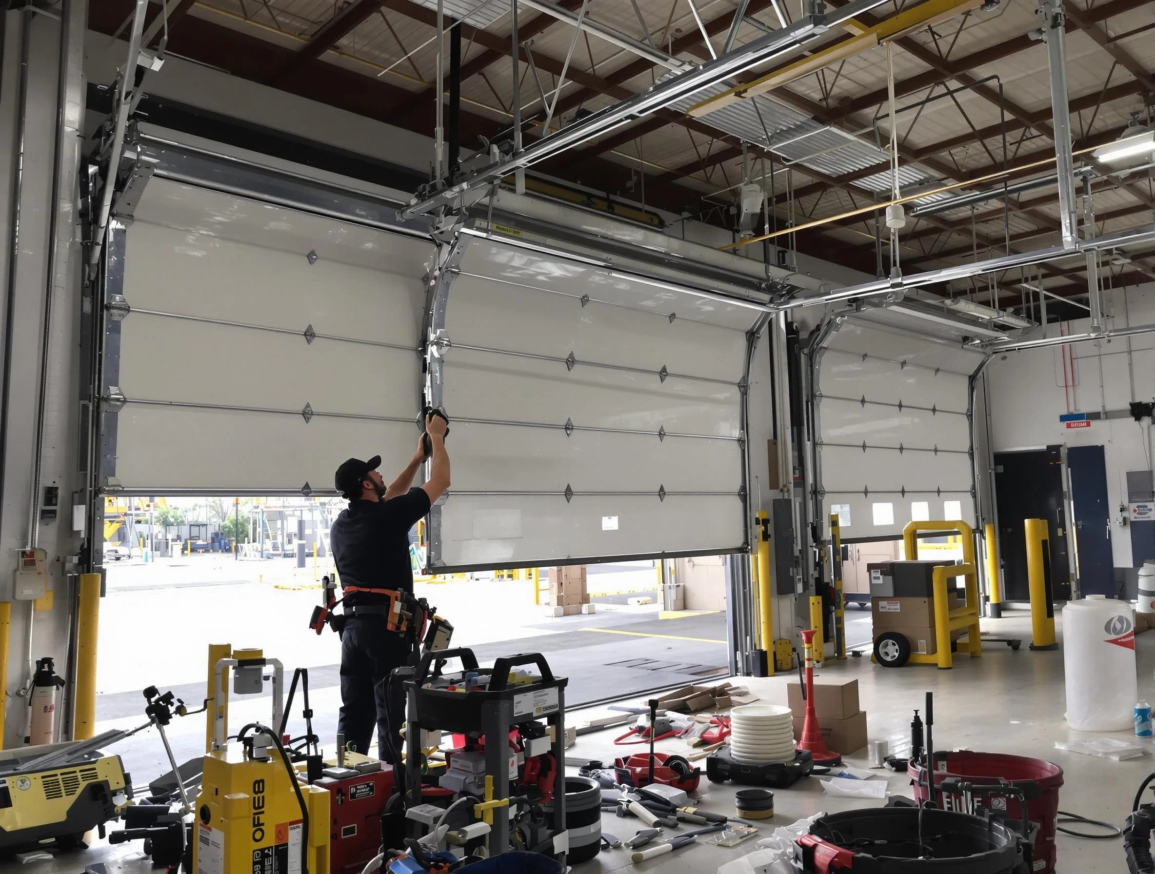 Berthoud Garage Door Repair technician performing commercial garage door repair in Berthoud