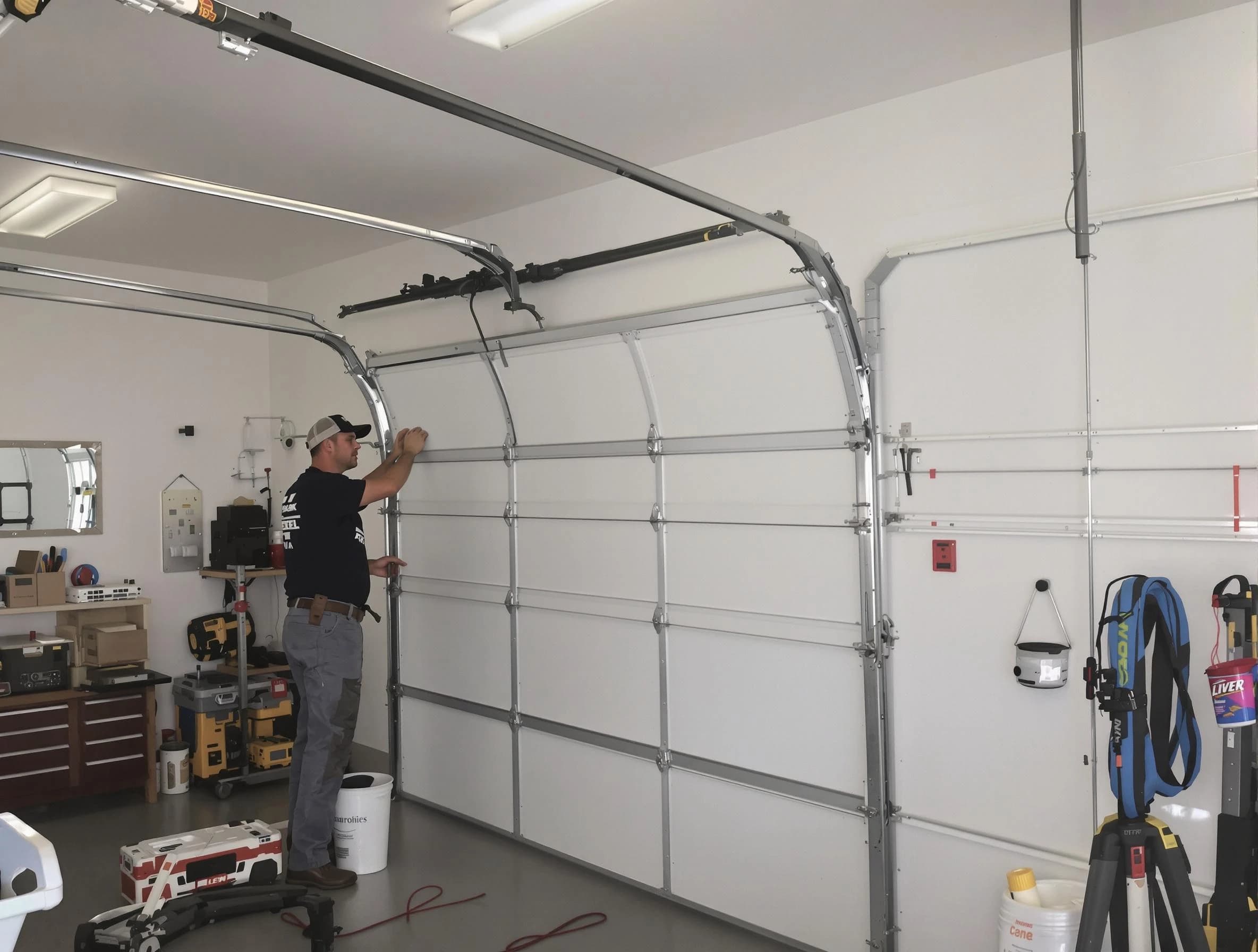 Berthoud Garage Door Repair team installing new garage door in Berthoud