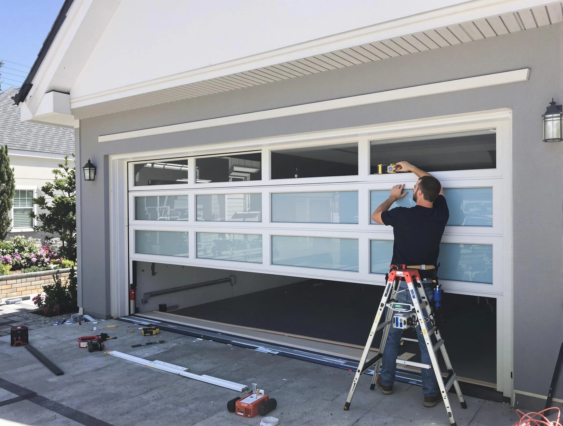 Berthoud Garage Door Repair team performing garage door replacement in Berthoud