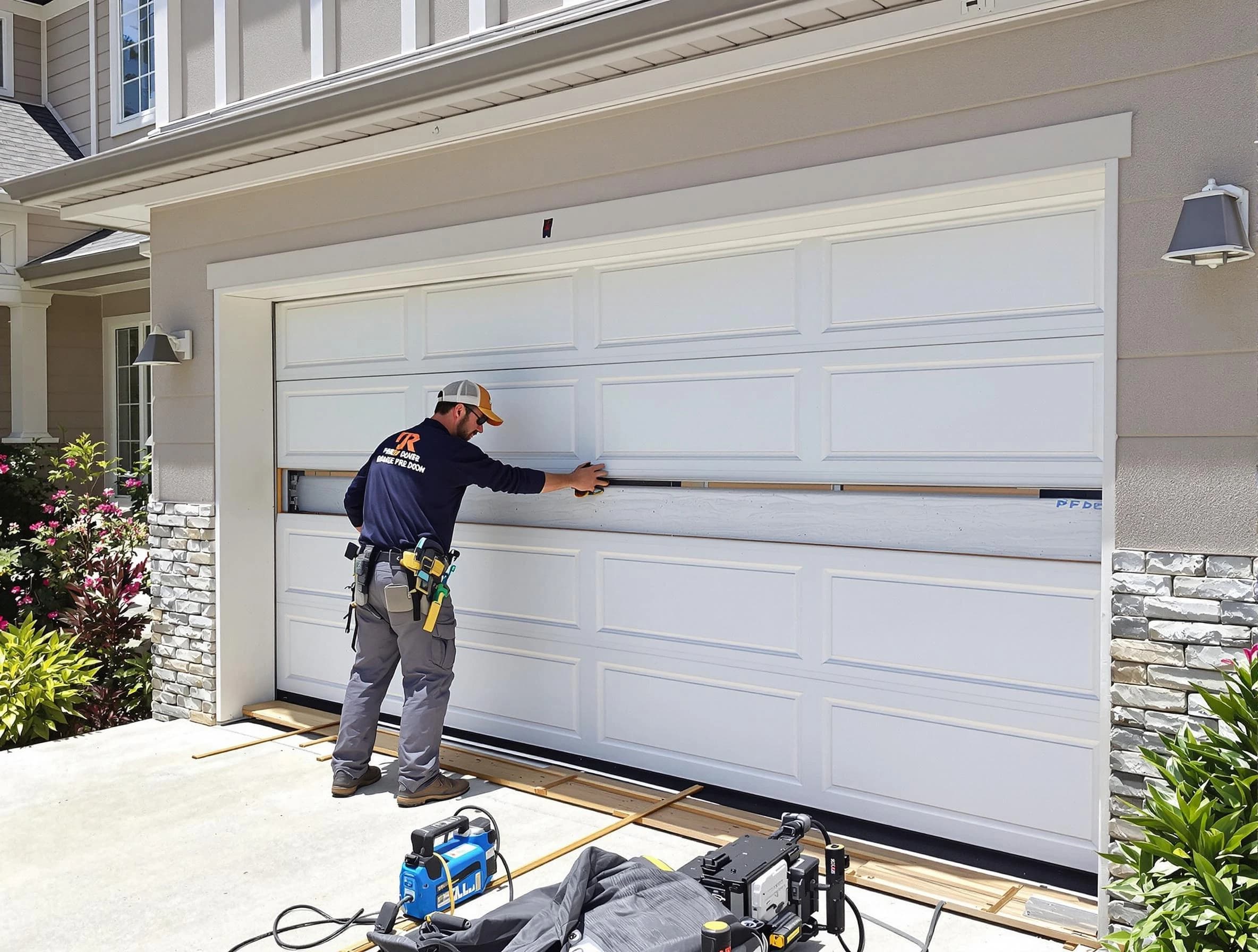 Berthoud Garage Door Repair team performing complete garage door replacement at Berthoud residence