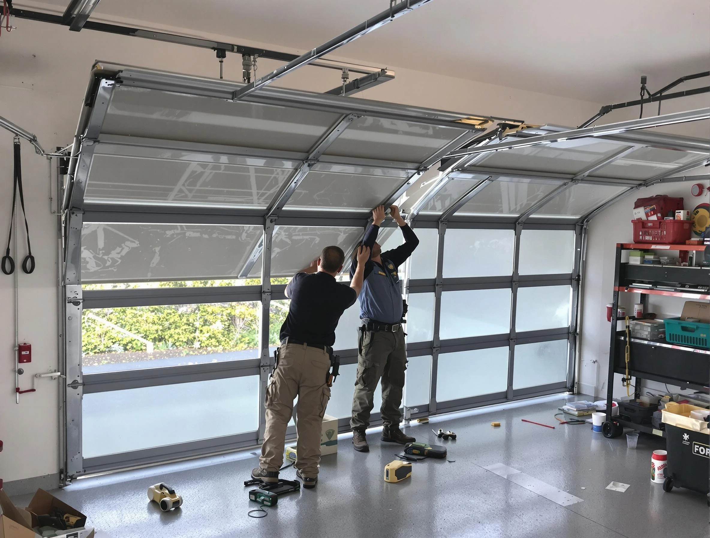 Berthoud Garage Door Repair expert performing precise panel replacement on Berthoud garage door